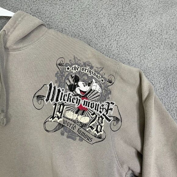 Mickey Mouse Hoodie Disneyland Resort Walt Disney Men L Tan Pullover - Picture 3 of 12